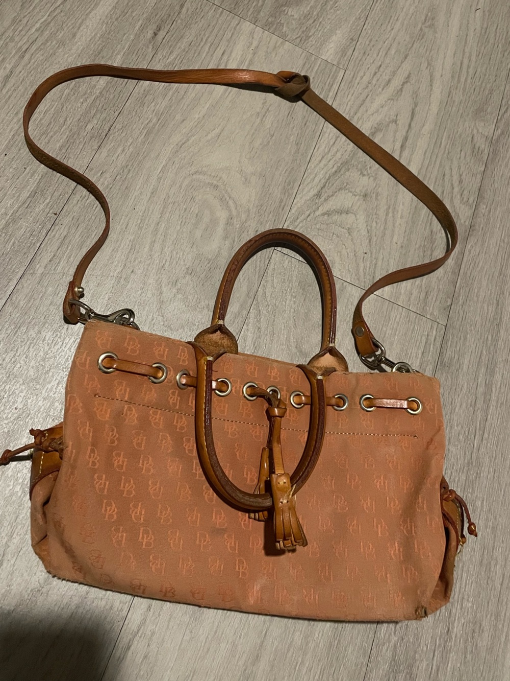 Women's Tan Shoulder Tote with Tassel Detail